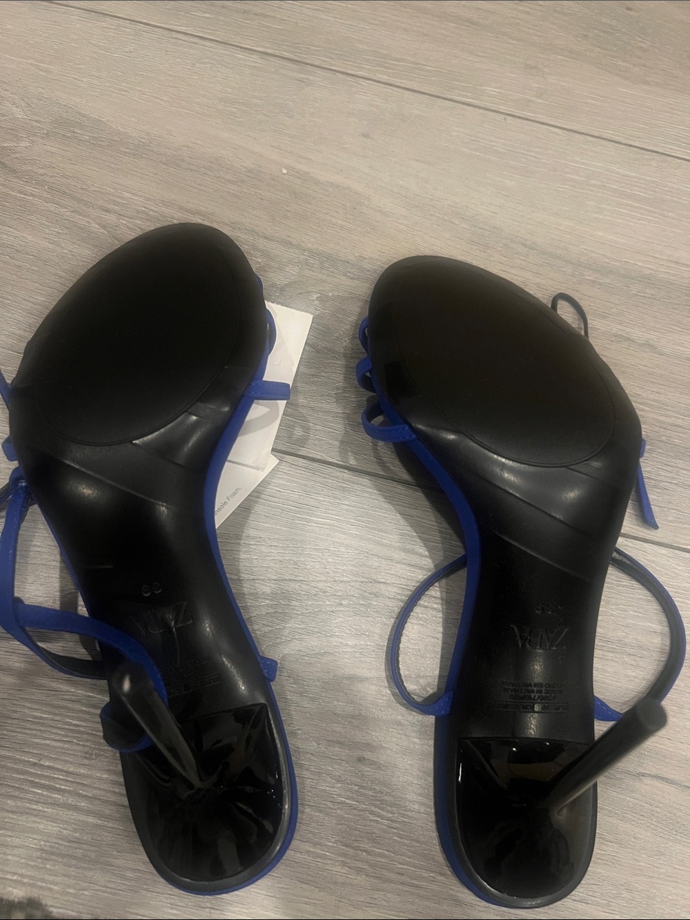 Zara Cobalt Blue Strappy Ankle‑Tie Stiletto Sandals - Picture 8 of 8